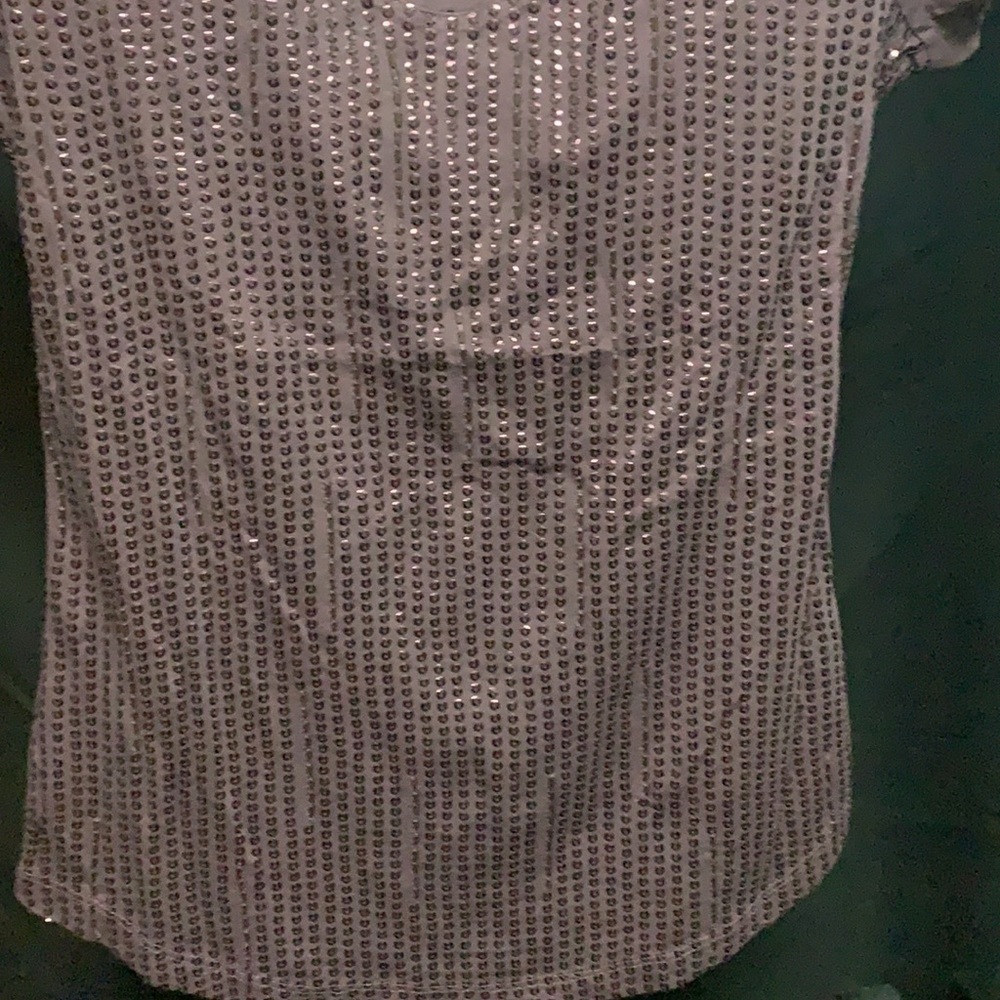 Loft dark plum scoop neck with sequins on front - Picture 2 of 4